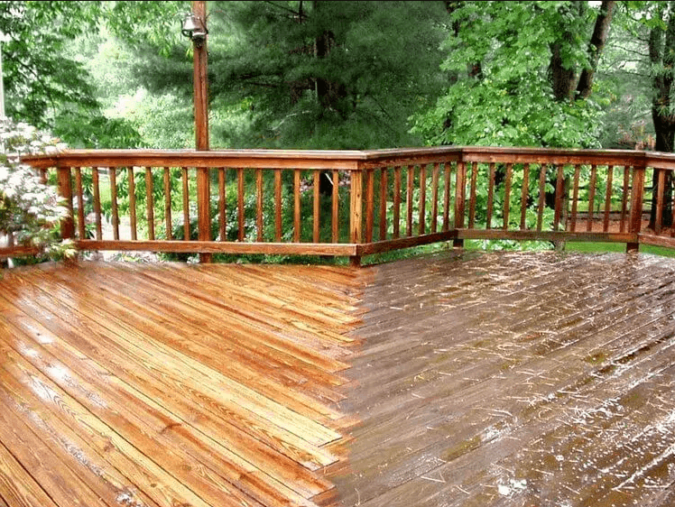 Deck washing before and after